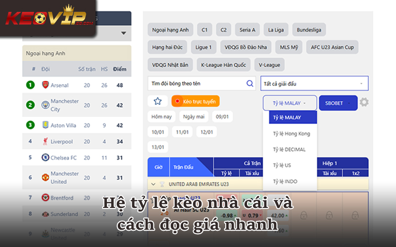Tỷ lệ kèo nhà cái Malay, Indo, Hongkong, Decimal, US